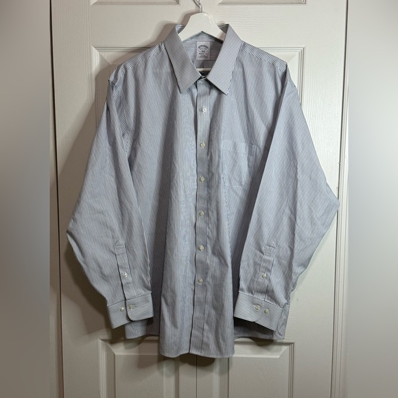 Brooks Brothers Other - Brooks Brothers Shirt Men 17.5-4/5 Blue Dress Striped Regent Non Iron Cotton